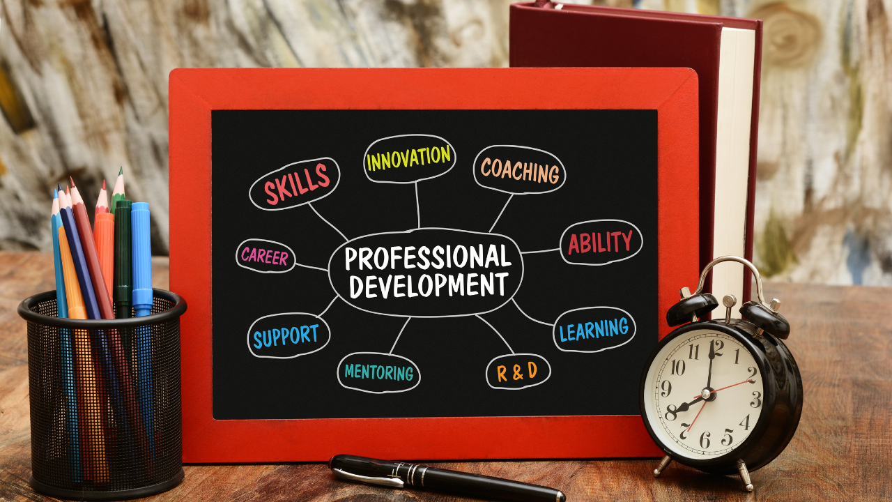 professional development title slide on chalkboard